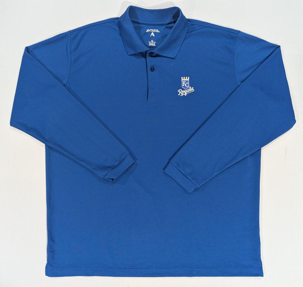 Kansas City Royals Shirt Mens XL Blue MLB Baseball Antigua Polo Long Sleeve
